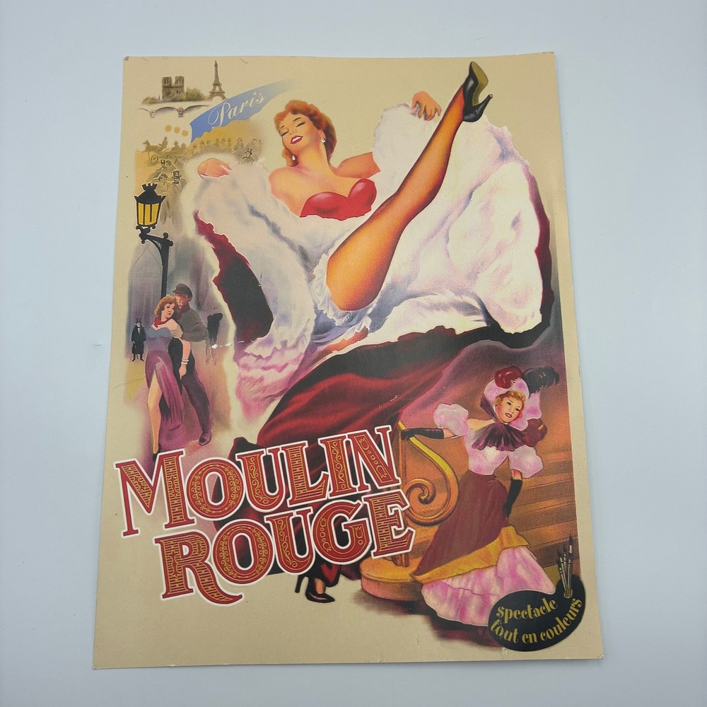 Vintage Moulin Rouge Paris Art Print French Cabaret Can-Can Dancer Illustration